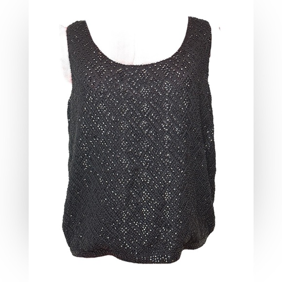 Vintage 100% wool knit scoop neck and back beaded loose fitting lined tank top - Picture 3 of 11